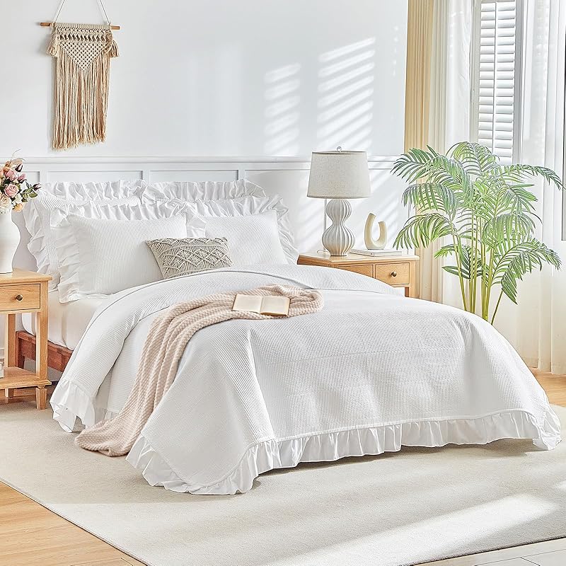 Flysheep Farmhouse Bedspread Lightweight Microfiber