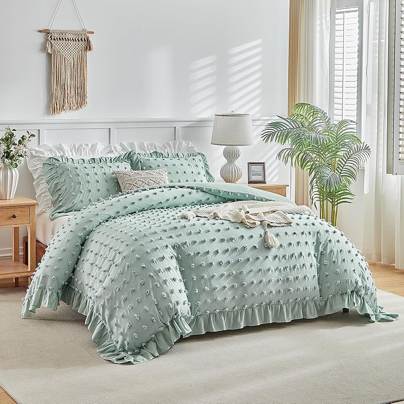 Flysheep Vintage Farmhouse Jacquard Bohemian (Sage Green, King)